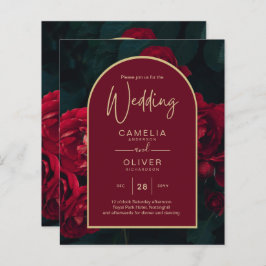 Papier BUDGET Red Roses ForêtVert Mariage d'hiver INVITAT