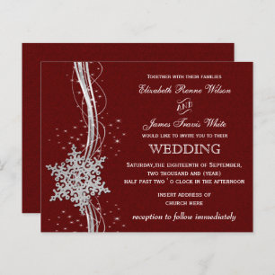 Papier Budget Red Silver Snowflake Faire-part de mariage