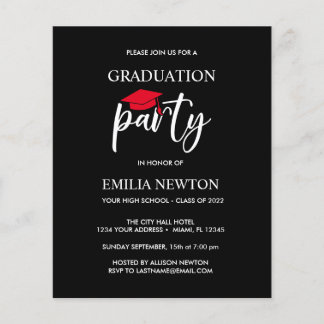 Papier Budget Red Tassel Graduation Cap Black Party