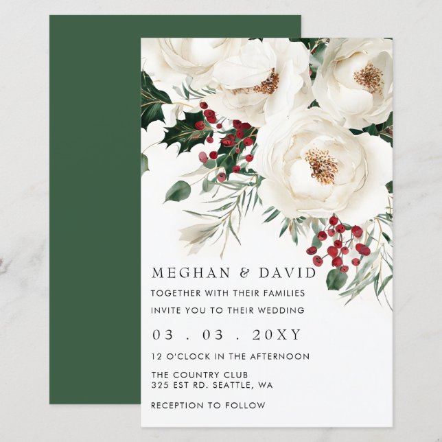 Papier Budget Red White Noël Faire-part de mariage (Devant / Derrière)