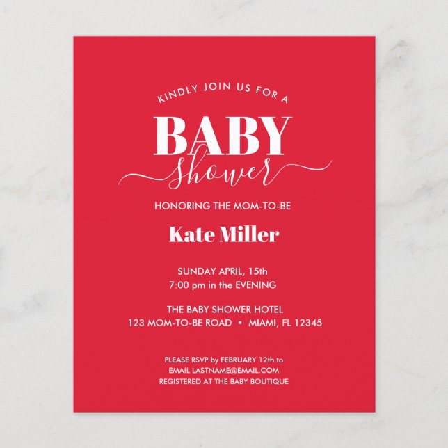 PAPIER BUDGET RED WHTE GENDER BABY SHOWER NEUTRE (Devant)