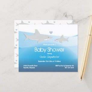 Papier Budget Requin bleu Océan Baby shower Invitation