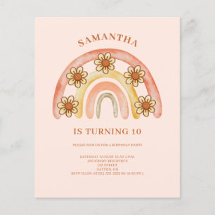 Papier Budget Retro Boho Arc-en-ciel 10e anniversaire Inv