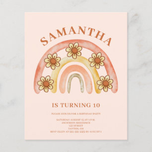 Papier Budget Retro Boho Arc-en-ciel 10e anniversaire Inv