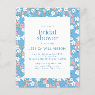 Papier Budget Retro Boho Blue Ditsy Fête des mariées flor