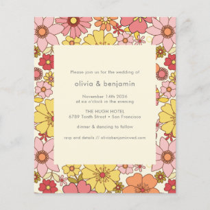Papier Budget Retro Boho rose jaune Mariage floral