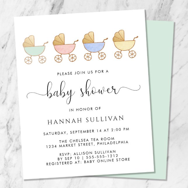 Papier Budget Retro Carrières Baby shower Invitation (Créateur téléchargé)