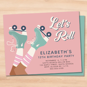 Papier Budget Retro Patinage à roulettes fête d'anniversa