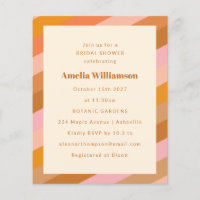 Budget Retro Rose Orange Bridal Shower Invitation