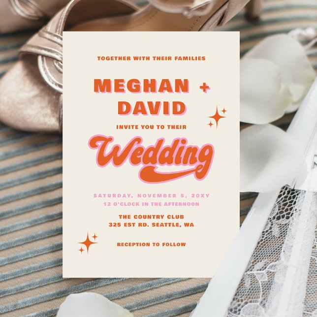 Papier Budget Retro Super les années 70 Cute Wedding Invi (Créateur téléchargé)