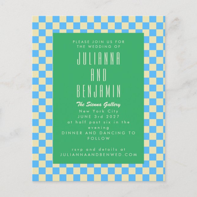 Papier Budget Retro tableau de bord bleu Mariage vert (Devant)