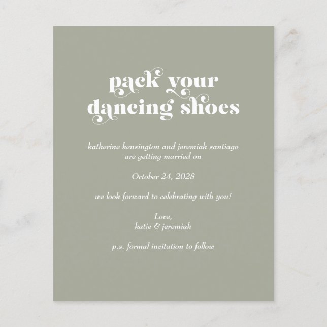 Papier Budget Retro Typographie Sage vert Enregistrer la  (Dos)