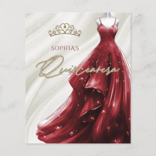 Papier Budget Robe Rouge Bourgogne Quinceañera Invitation