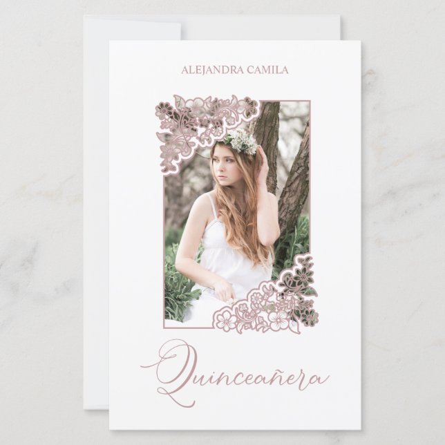 Papier Budget Romantic Rose Gold Floral Frame Photo XV (Devant)