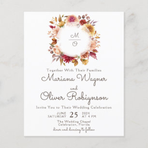 Papier Budget Romantique automne Faire-part de mariage fl