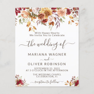 Papier Budget Romantique automne Faire-part de mariage fl