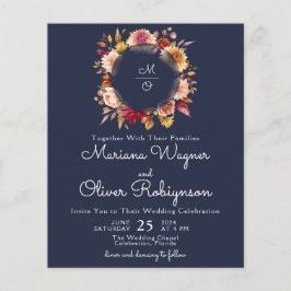 Papier Budget Romantique Automne Floral Marine Mariage bl