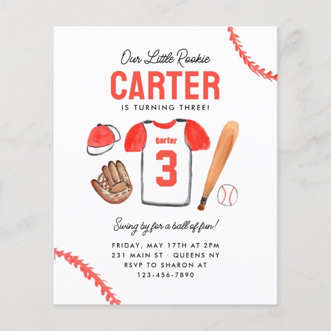 Papier Budget Rookie de l'année Baseball Shirt Anniversai (Devant)