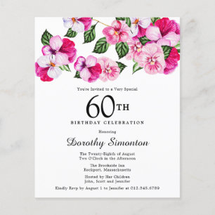 Papier Budget rose blanc floral 60e anniversaire Invitati