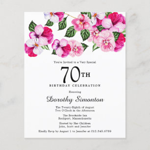 Papier Budget rose blanc floral 70e anniversaire Invitati