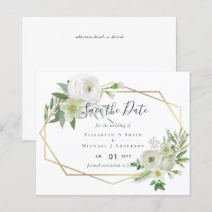 Papier BUDGET Rose blanche verte Mariage or