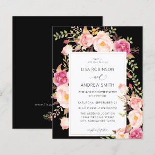 Papier Budget Rose Fleurie Blush Floral Mariage V3 Noir