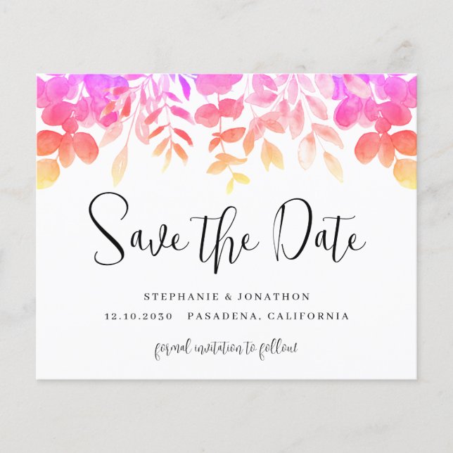 Papier Budget Rose Floral Enregistrer la date (Devant)