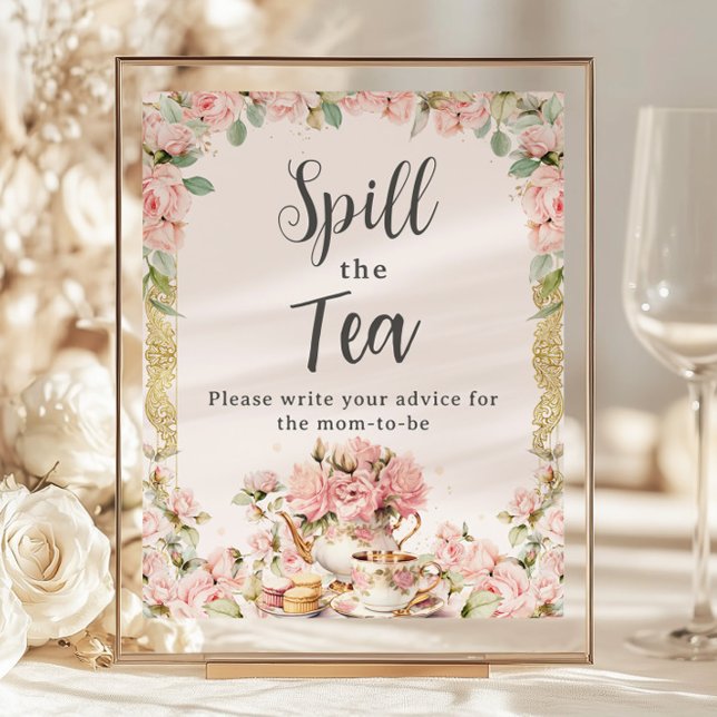Papier Budget Rose Floral High Tea Party déverser le thé (Créateur téléchargé)