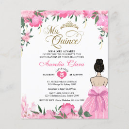 Papier BUDGET Rose Floral Princesse Mis Quince Quinceañer
