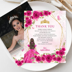 Papier Budget rose Floral Quinceañera Merci photo
