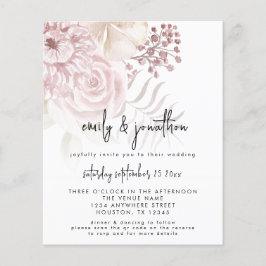 Papier Budget Rose Florals Script QR Code Mariage Invitat