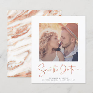 Papier Budget Rose Gold Marble Wedding Enregistrer la dat