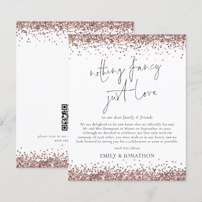 Papier Budget Rose Gold Paillettes Mariage Simple Élégant (Devant / Derrière)