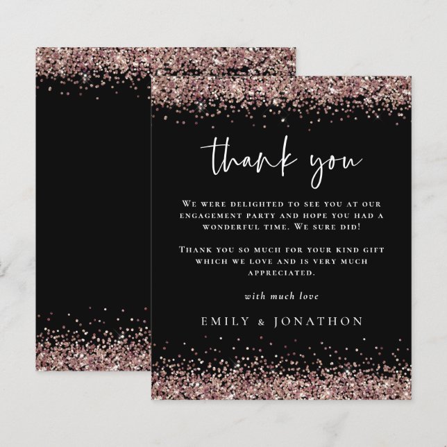 Papier Budget Rose Gold Parties scintillant Black Fiançai (Devant / Derrière)