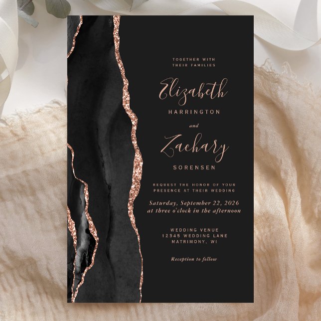 Papier Budget Rose noir Or Agate Mariage foncé (Créateur téléchargé)