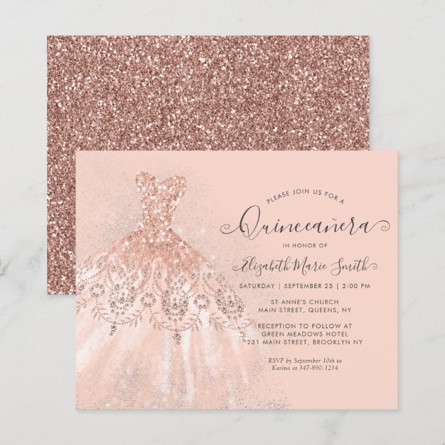 Papier Budget Rose or rose Parties scintillant Gown Quinc (Devant / Derrière)