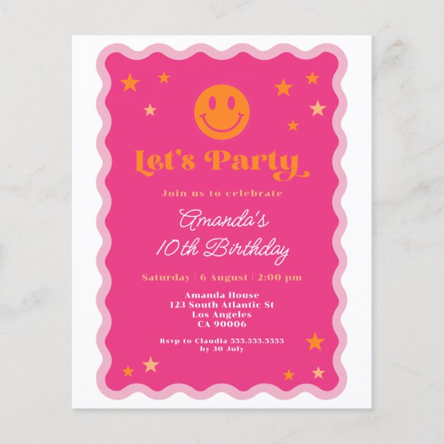 Papier Budget Rose Orange Sourire visage Wavy Anniversair (Devant)