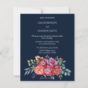 Papier Budget Rose & Plum Tropical Floral Navy 2 Mariage