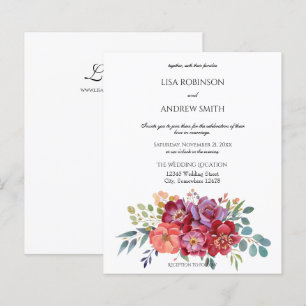 Papier Budget rose & prune Tropical Floral Blanc 2 Mariag