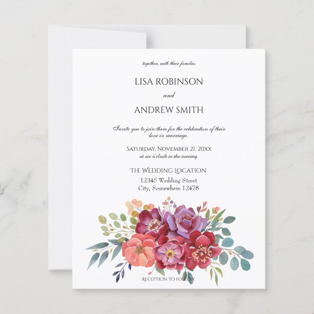 Papier Budget rose & prune Tropical Floral Blanc 2 Mariag (Devant)
