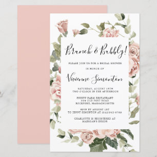 Papier Budget Rose Rose Floral Brunch Bubbly Invitation