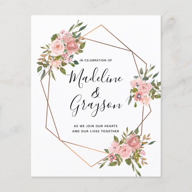 Papier BUDGET Rose Rose Gold Frame Faire-part de mariage (Devant)