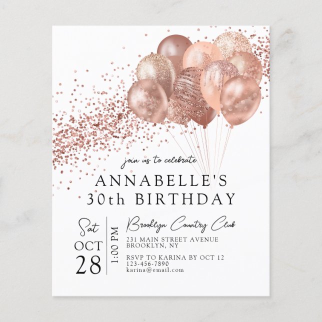 Papier Budget Rose Rose Gold Parties scintillant Balloon  (Devant)
