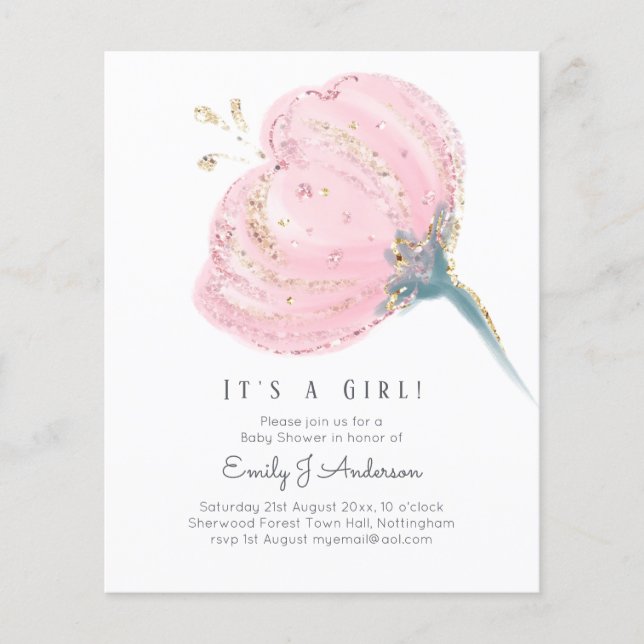 Papier BUDGET Rose Rose Parties scintillant C'Est Un Baby (Devant)