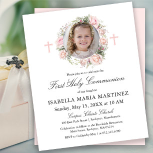 Papier Budget Rose Rose photo Floral Première Communion s