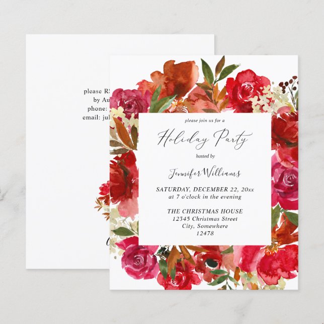 Papier Budget Rose rouge & Pink Floral Fête Fête (Devant / Derrière)