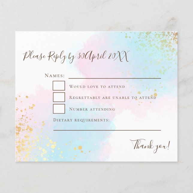 Papier Budget rose Turquoise avec Gold Confetti Wedding R (Devant)