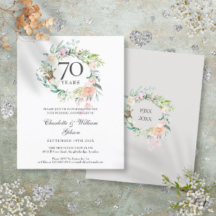 Papier Budget Roses Garland 70e anniversaire Invitation