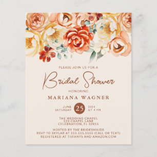 Papier Budget Rouille Beige Romantique Fête des mariées f