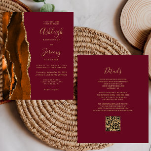 Papier Budget Rouille Or Bourgogne QR Code Mariage Invita